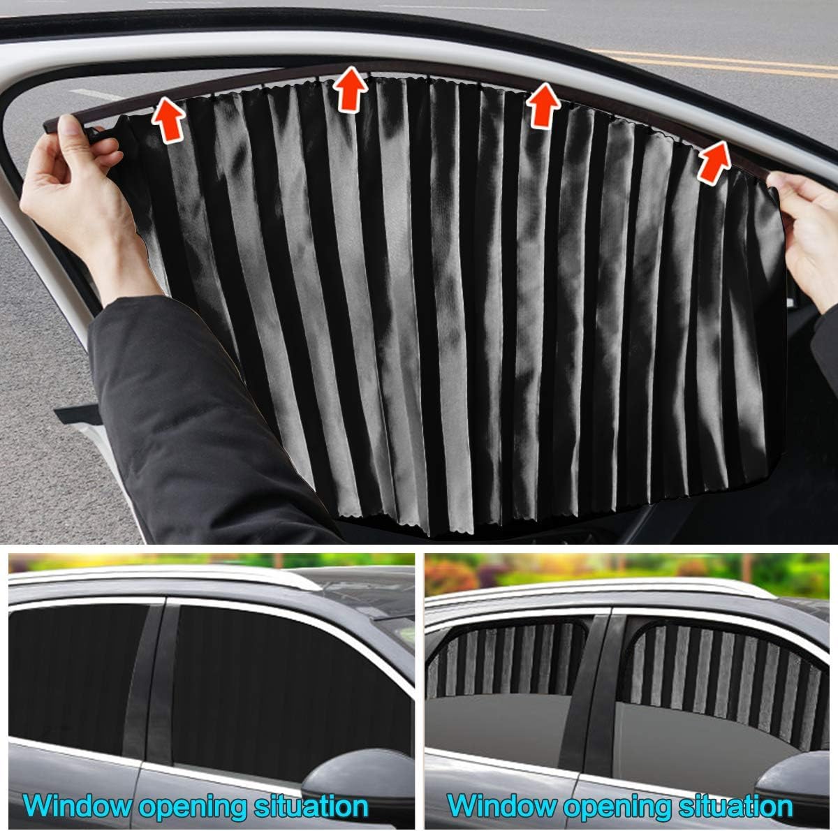 4 Pack Slidable Magnetic Car Side Window Sun Shade Curtain