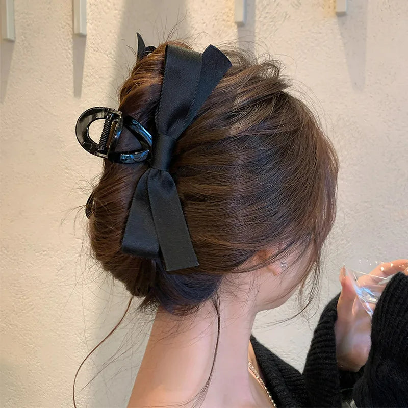 Elegant Black Bow Grab Clip Girls Elegant