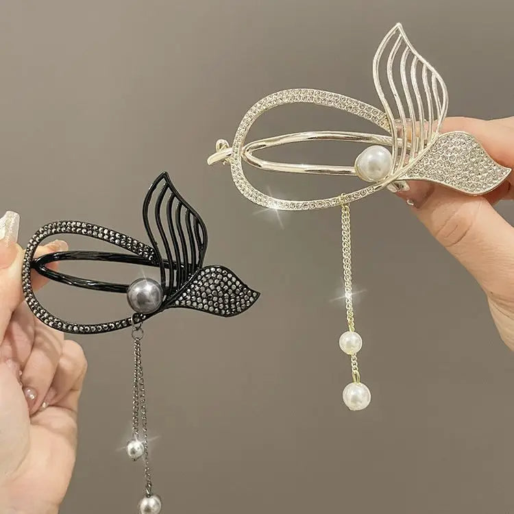 Elegant Pearl Tassel Hair Clip